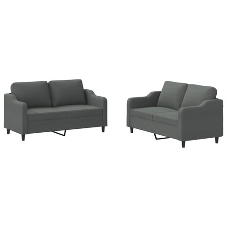 2-delige Loungeset met kussens stof donkergrijs 2