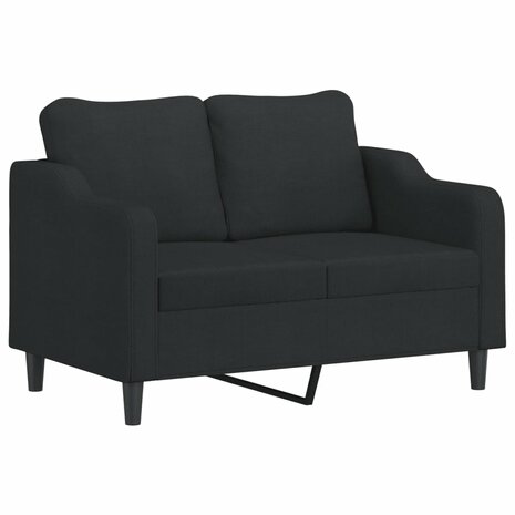 2-delige loungeset met kussens stof zwart 3