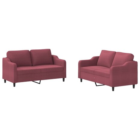 2-delige Loungeset met kussens stof wijnrood 2