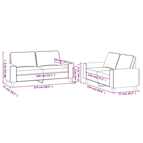 2-delige Loungeset stof zwart 7