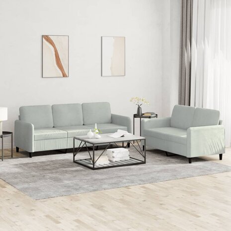 2-delige Loungeset fluweel lichtgrijs 1