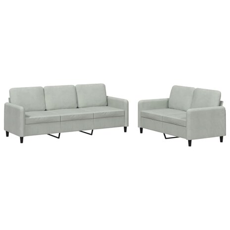 2-delige Loungeset fluweel lichtgrijs 2