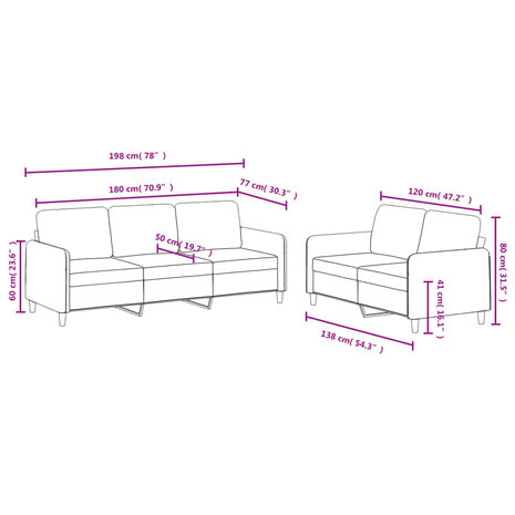 2-delige Loungeset fluweel lichtgrijs 7