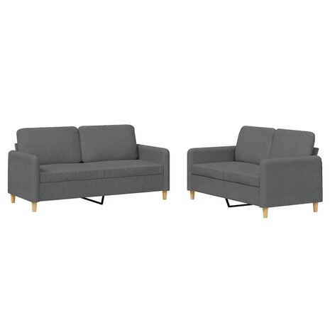 2-delige Loungeset met kussens stof donkergrijs 2