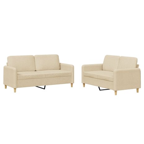 2-delige Loungeset met kussens stof crèmekleurig 2