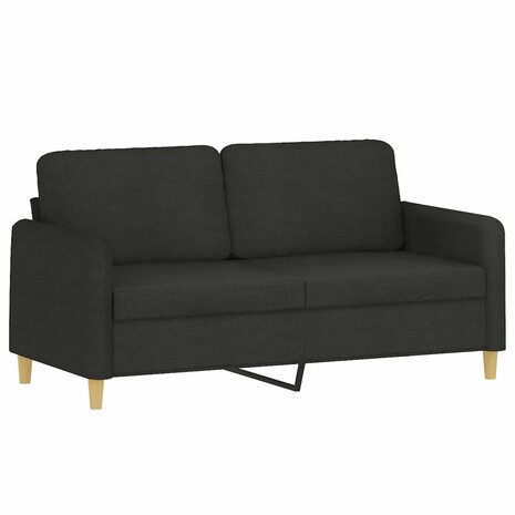 2-delige loungeset met kussens stof zwart 4