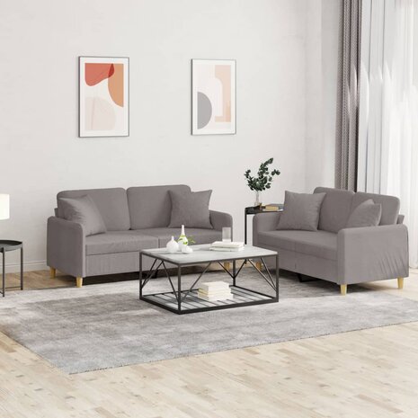 2-delige Loungeset met kussens stof taupe 1