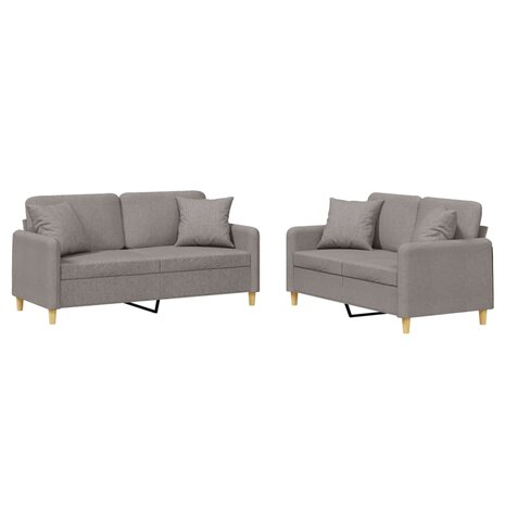 2-delige Loungeset met kussens stof taupe 2