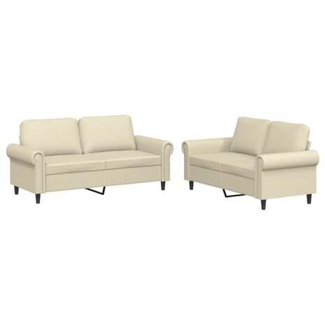 2-delige Loungeset met kussens kunstleer crème 2