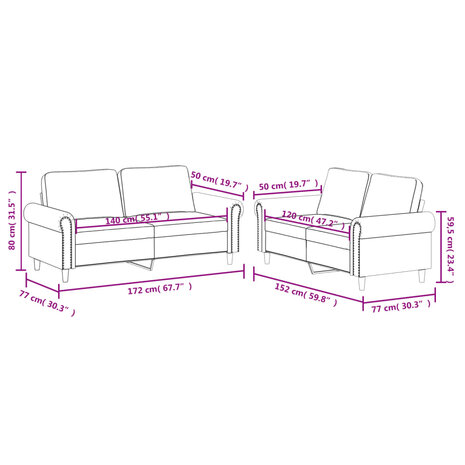 2-delige Loungeset met kussens kunstleer crème 7