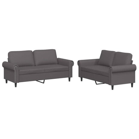 2-delige Loungeset met kussens kunstleer grijs 2