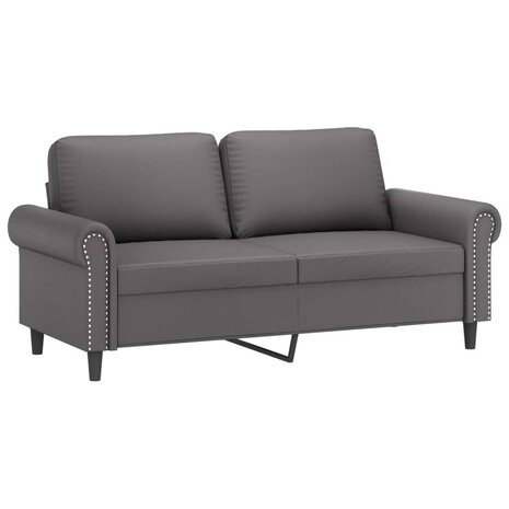 2-delige Loungeset met kussens kunstleer grijs 4