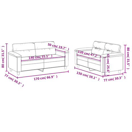 2-delige Loungeset met kussens kunstleer zwart 7