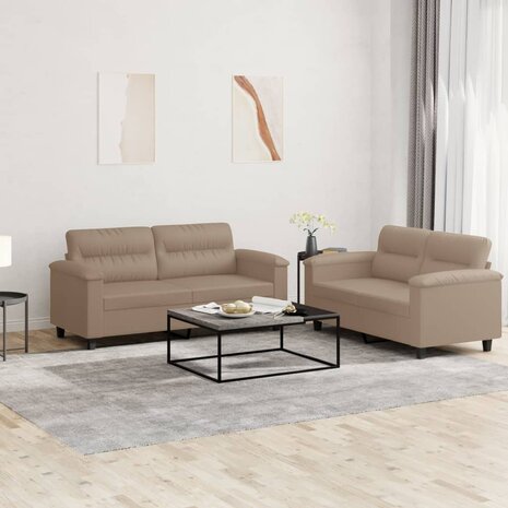 2-delige Loungeset met kussens kunstleer cappuccino 1