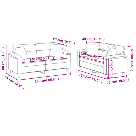 2-delige Loungeset met kussens kunstleer zwart 8