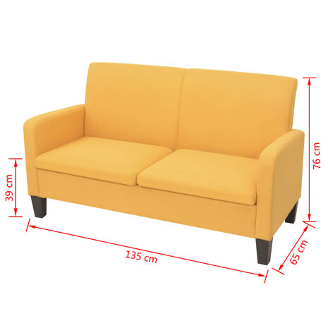 Tweezitsbank 135x65x76 cm geel 4