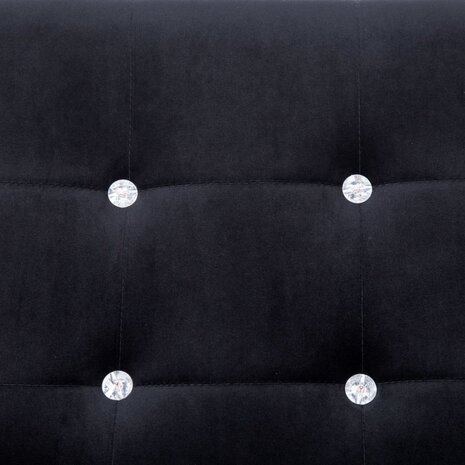 Tweezitsbank met armleuningen chroom en fluweel zwart 7