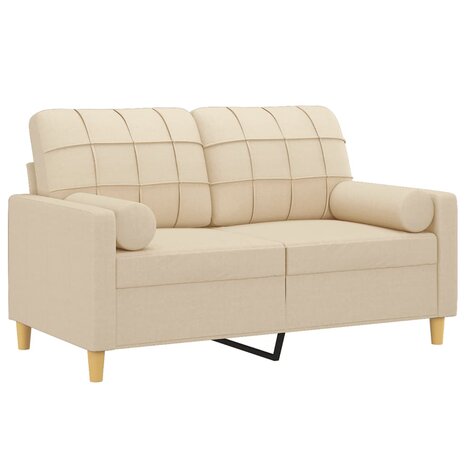 Tweezitsbank met sierkussens 120 cm stof crèmekleurig 3