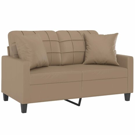 Tweezitsbank met sierkussens 120 cm kunstleer cappuccinokleurig 3