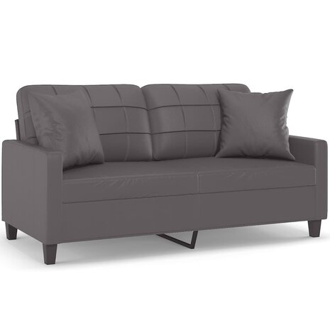 Tweezitsbank met sierkussens 140 cm kunstleer grijs 2