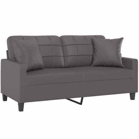 Tweezitsbank met sierkussens 140 cm kunstleer grijs 3