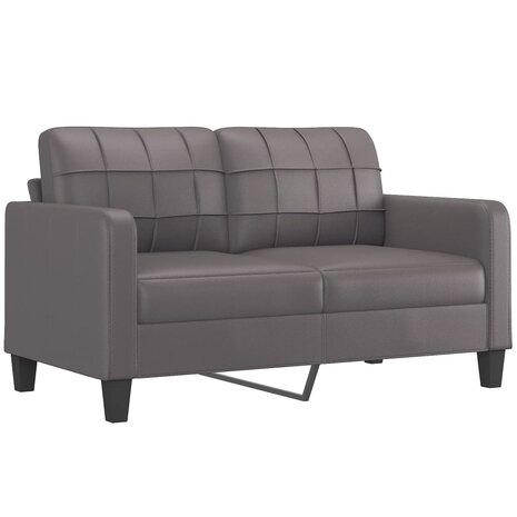 Tweezitsbank met sierkussens 140 cm kunstleer grijs 4
