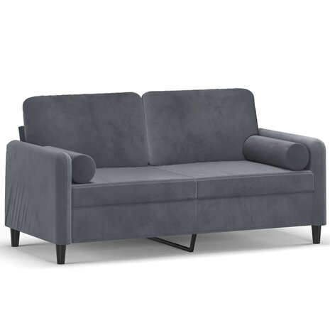 Tweezitsbank met sierkussens 140 cm fluweel donkergrijs 2