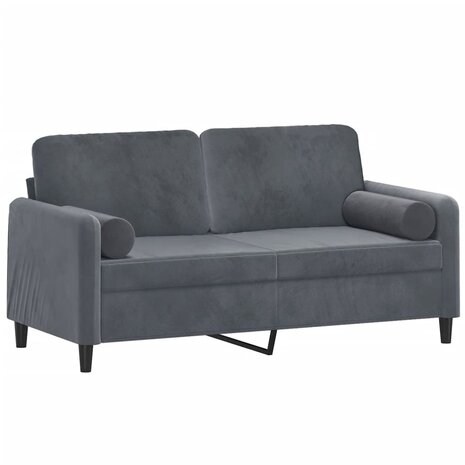 Tweezitsbank met sierkussens 140 cm fluweel donkergrijs 3