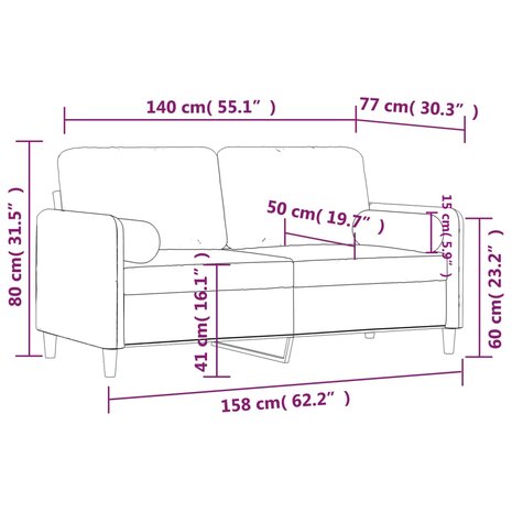 Tweezitsbank met sierkussens 140 cm fluweel donkergrijs 8