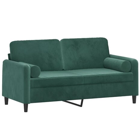 Tweezitsbank met sierkussens 140 cm fluweel donkergroen 3