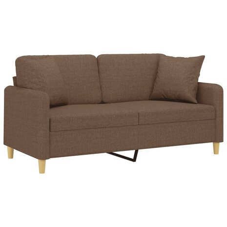 Tweezitsbank met sierkussens 140 cm stof bruin 3