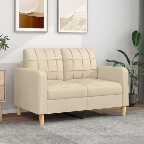 Tweezitsbank 120 cm stof crèmekleurig 1