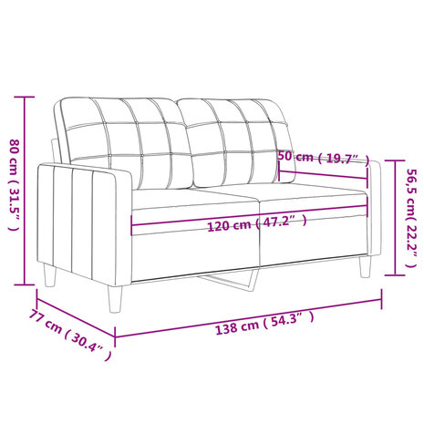Tweezitsbank 120 cm stof wijnrood 8