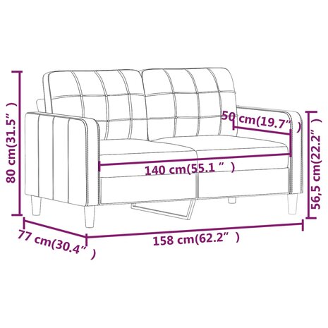 Tweezitsbank 140 cm stof wijnrood 8