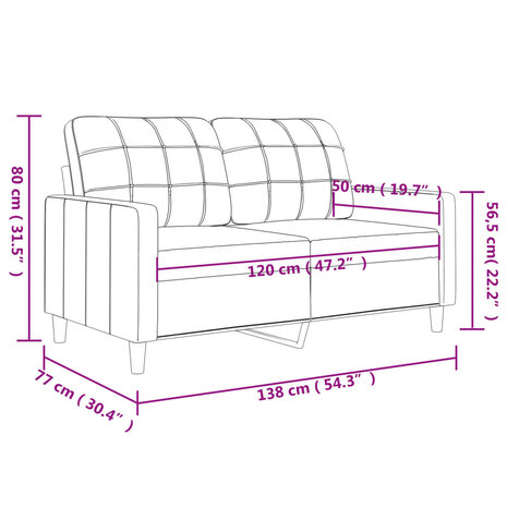 Tweezitsbank 120 cm kunstleer zwart 8