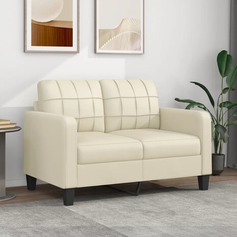 Tweezitsbank 120 cm kunstleer crèmekleurig 1