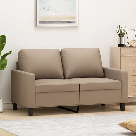Tweezitsbank 120 cm kunstleer cappuccinokleurig 1