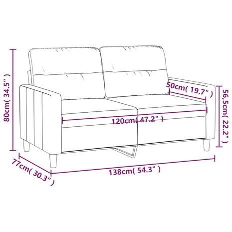 Tweezitsbank 120 cm stof lichtgrijs 8