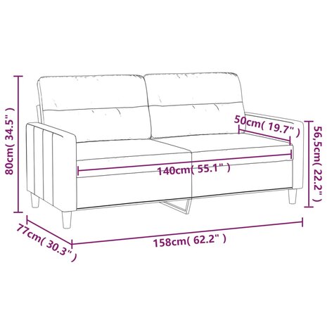 Tweezitsbank 140 cm stof donkergrijs 8