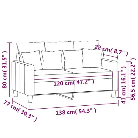 Tweezitsbank 120 cm stof zwart 8