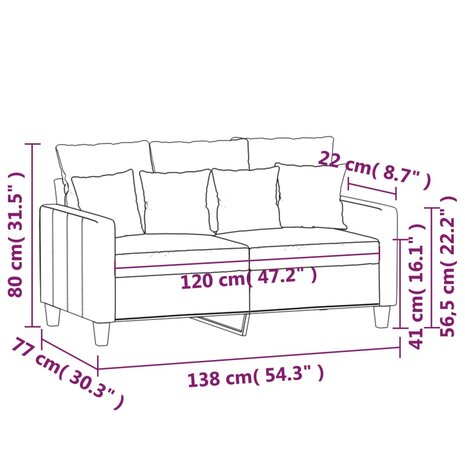 Tweezitsbank 120 cm stof wijnrood 8