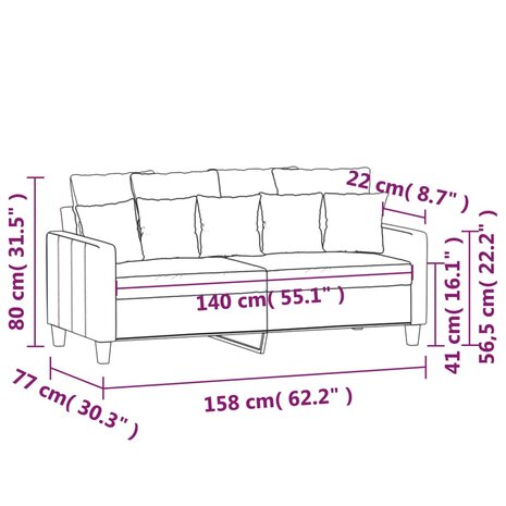 Tweezitsbank 140 cm stof zwart 8