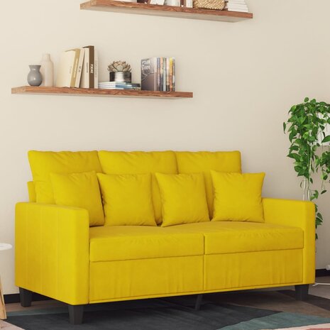 Tweezitsbank 120 cm fluweel geel 1
