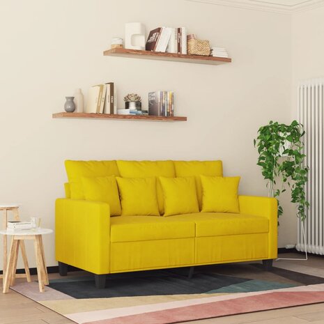 Tweezitsbank 120 cm fluweel geel 3