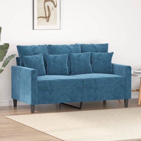 Tweezitsbank 120 cm fluweel blauw 1