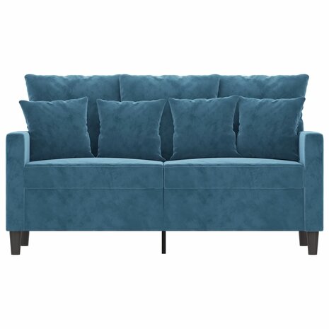 Tweezitsbank 120 cm fluweel blauw 3