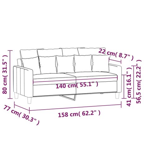 Tweezitsbank 140 cm fluweel donkergrijs 8