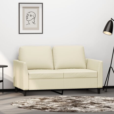 Tweezitsbank 120 cm kunstleer crèmekleurig 1