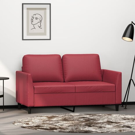 Tweezitsbank 120 cm kunstleer wijnrood 1