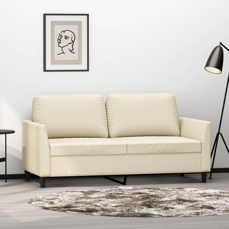 Tweezitsbank 140 cm kunstleer crèmekleurig 1